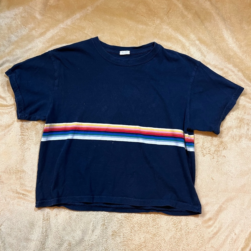Simple Blue with Stripe Crop Top